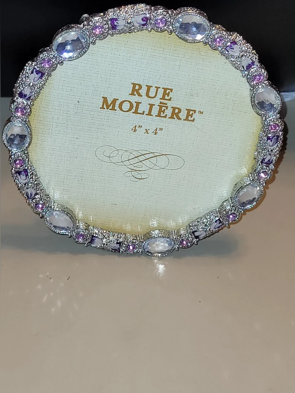 Rue Moliere Purple, Pink and Silver Crystal Frame For 4X4 Pictures.